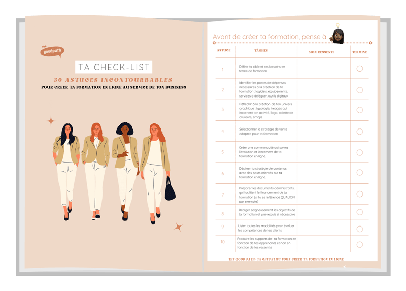 checklist astuces pour créer ta formation en ligne